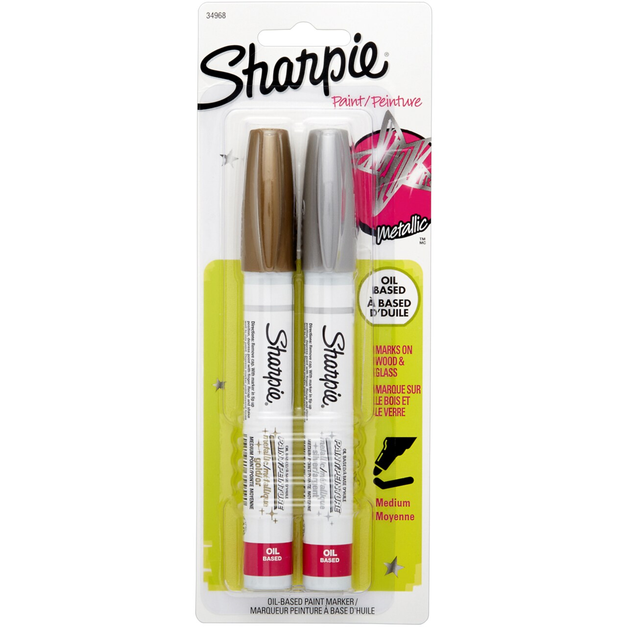 Sharpie Medium Point Oil-Based Paint Markers 2/Pkg-Gold, Silver